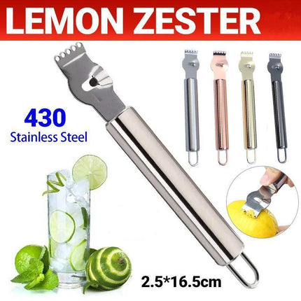 Lemon Zester Grater Knife Tool Stainless Steel with Channel Garnish Citrus Lime - Black.