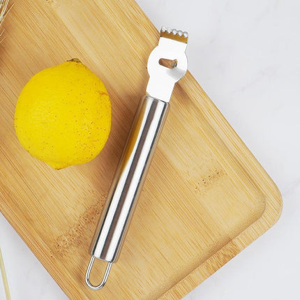 Lemon Zester Grater Knife Tool Stainless Steel with Channel Garnish Citrus Lime - Black.