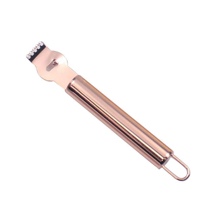 Lemon Zester Grater Knife Tool Stainless Steel with Channel Garnish Citrus Lime - Rose Gold.