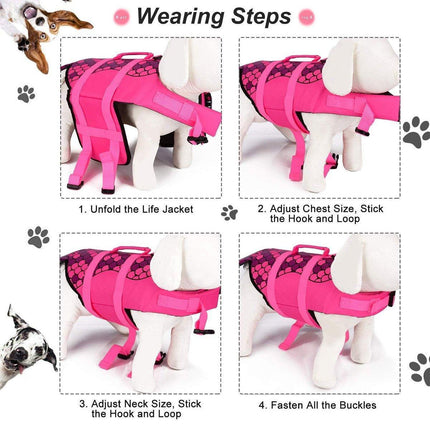 Pet Life Jacket Dog Swim Vest Outdoor Water Gear for Summer Swimming Activities - Pink L.