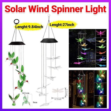 Wind Chimes Solar Powered Led Lights Changing Hanging Garden Yard Outdoor Decor - Dragonfly.