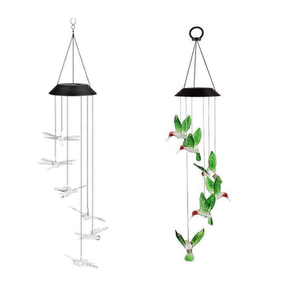 Wind Chimes Solar Powered Led Lights Changing Hanging Garden Yard Outdoor Decor - Dragonfly.