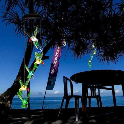 Wind Chimes Solar Powered Led Lights Changing Hanging Garden Yard Outdoor Decor - Dragonfly.