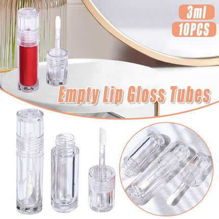 10pcs 3ml Transparent Lip Gloss Tubes Small Capacity Lip Glaze Containers.