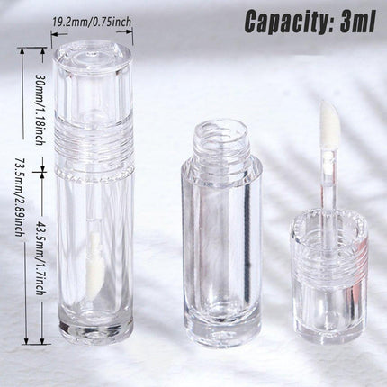 10pcs 3ml Transparent Lip Gloss Tubes Small Capacity Lip Glaze Containers.