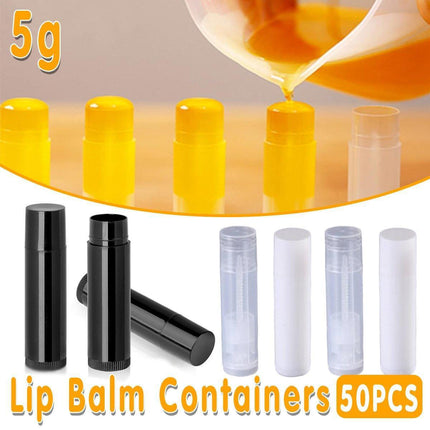 50pcs Lip Glaze Tubes Round Refillable PP Material Lip Balm Containers Red Tube - White.