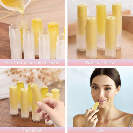 50pcs Lip Glaze Tubes Round Refillable PP Material Lip Balm Containers Red Tube - White.