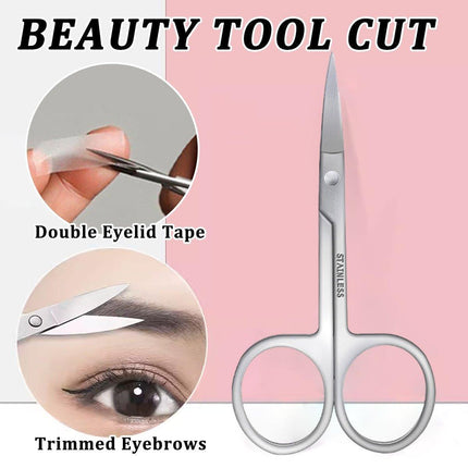 Eyebrow Trimming Scissors Eyelash Nose Hair Cutter Manicure Tweezers.
