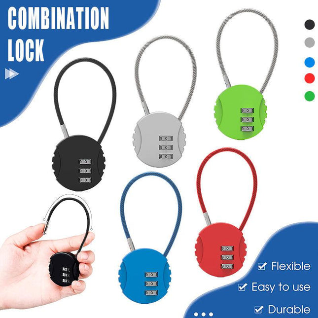 Combination Lock Padlock Locker 3 Digit Security Bike Suitcase Luggage Bag - Red.