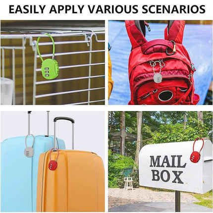 Combination Lock Padlock Locker 3 Digit Security Bike Suitcase Luggage Bag - Red.