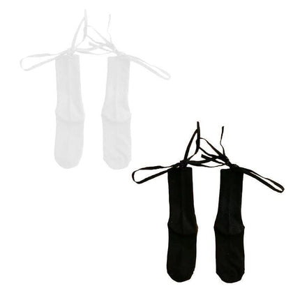 Cross-Tie Women Lolita Socks Bandage Stockings Korean Style Middle Tube Socks - White+White.