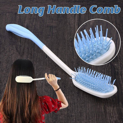 Extra Long Handle Comb Teeth and Brush for Elderly Easy Grip Hair Care Tool.