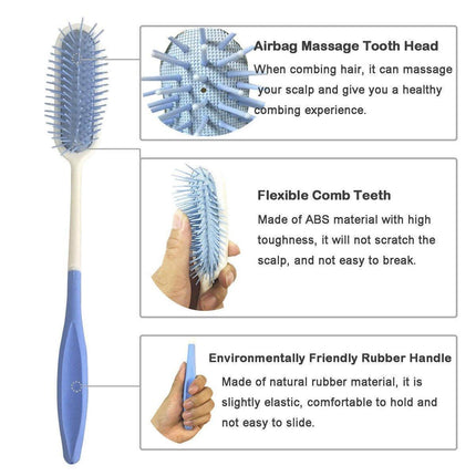 Extra Long Handle Comb Teeth and Brush for Elderly Easy Grip Hair Care Tool.