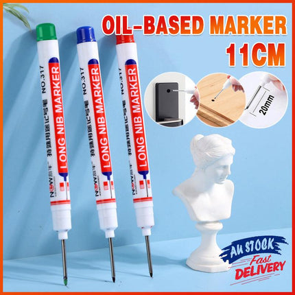 6Pcs Long Head Deep Hole Long Nosed Marker Multifunction Marker Deep Drill Hol.