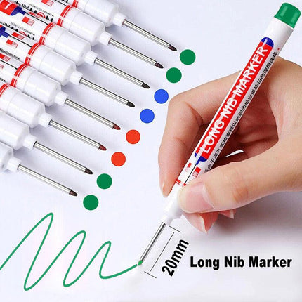 6Pcs Long Head Deep Hole Long Nosed Marker Multifunction Marker Deep Drill Hol.