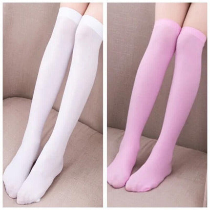 Womens Girls Long Socks Over Knee Thigh High Stockings Hosiery Tights Pantyhose - White.