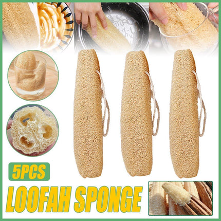 Natural Loofah Sponge Kitchen Scrubber for Dishwashing Pot Cleaning 5 Pack.