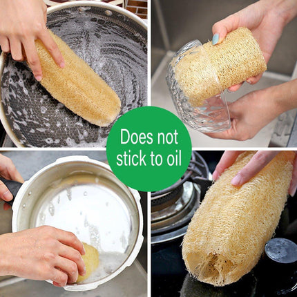 Natural Loofah Sponge Kitchen Scrubber for Dishwashing Pot Cleaning 5 Pack.