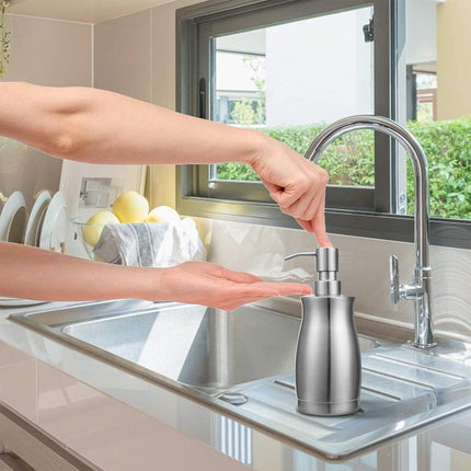 304 Household Stainless Steel Liquid Soap Lotion Shampoo Dispenser Bottle 400ML.