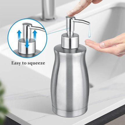 304 Household Stainless Steel Liquid Soap Lotion Shampoo Dispenser Bottle 400ML.