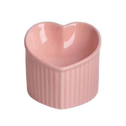 Love Shape Slanted Cat Bowl Ceramic Pet Bowl for Cats Food Water Feeding Dish - Green.