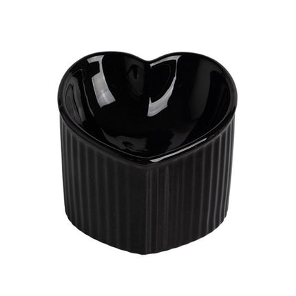 Love Shape Slanted Cat Bowl Ceramic Pet Bowl for Cats Food Water Feeding Dish - Green.