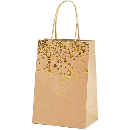 30PCS Kraft Paper Gift Bags Small Love Candy Bags Gold Foil Wedding Party Favors - Kraft Brown-Gold Foil.
