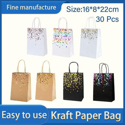 30PCS Kraft Paper Gift Bags Small Love Candy Bags Gold Foil Wedding Party Favors - White-Rose Gold Foil.