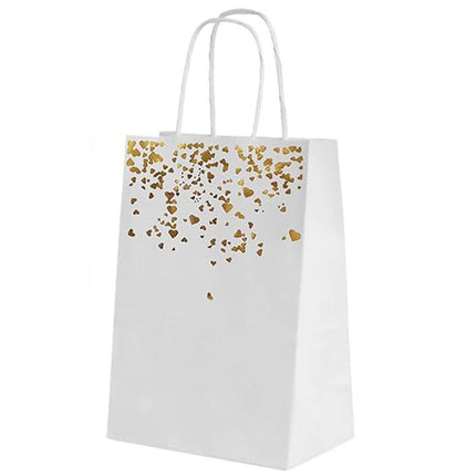 30PCS Kraft Paper Gift Bags Small Love Candy Bags Gold Foil Wedding Party Favors - White-Rainbow Foil.