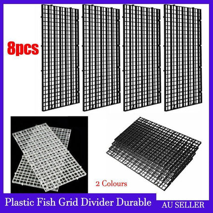 8Pcs Plastic Fish Grid Divider Durable  Holder Fish Tank Tray Egg Crate Aquarium - White.