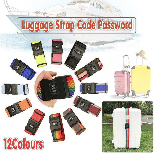 Luggage Strap Code Password Travel Suitcase Secure Lock Safe Nylon Packing Belt - Green.