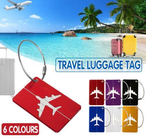 Luggage Tag Aluminum Travel Baggage Suitcase Identity Address Name Label Cards - Black.