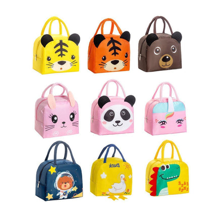 3D Bento Lunch Bag Cartoon Handbag Insulated Food Box Bag for Students LunchTote - Pink Panda.