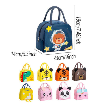 3D Bento Lunch Bag Cartoon Handbag Insulated Food Box Bag for Students LunchTote - Pink Panda.