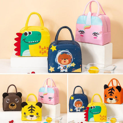 3D Bento Lunch Bag Cartoon Handbag Insulated Food Box Bag for Students LunchTote - Pink Panda.