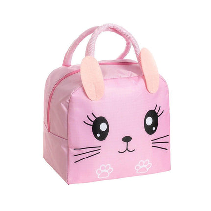 3D Bento Lunch Bag Cartoon Handbag Insulated Food Box Bag for Students LunchTote - Pink Panda.