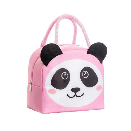 3D Bento Lunch Bag Cartoon Handbag Insulated Food Box Bag for Students LunchTote - Pink Panda.