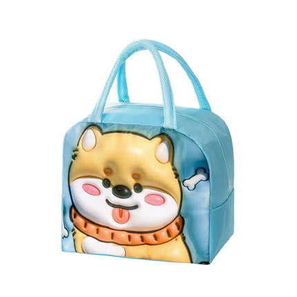 Cute 3D Cartoon Insulated Lunch Bag Oxford Fabric Bento Tote for School Use - Orange Tiger.