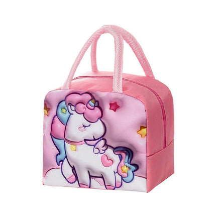Cute 3D Cartoon Insulated Lunch Bag Oxford Fabric Bento Tote for School Use - Blue Puppy.