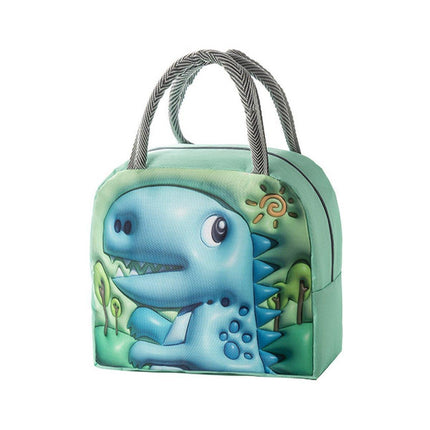 Cute 3D Cartoon Insulated Lunch Bag Oxford Fabric Bento Tote for School Use - Blue Puppy.