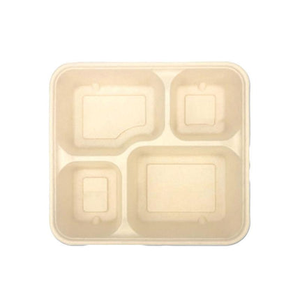25/50pcs Biodegradable Lunch Box Microwaveable Tray with Compartment Paper Lid - 1400ML-6-50pcs.