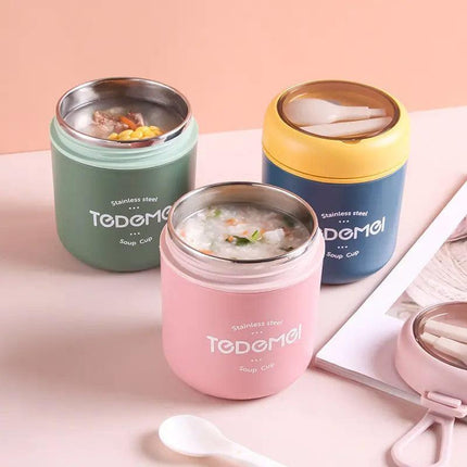 530ml Stainless Steel Insulated Lunch Box Portable Food Storage Mug Soup Meals - Blue.