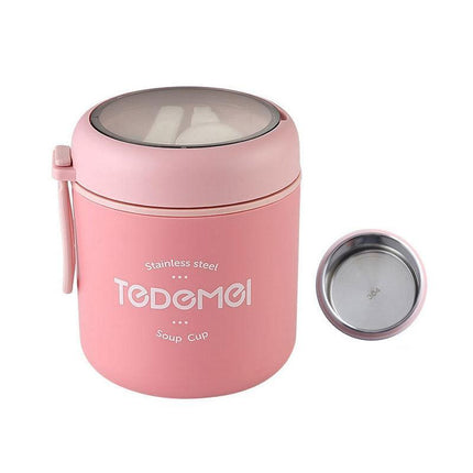 530ml Stainless Steel Insulated Lunch Box Portable Food Storage Mug Soup Meals - Blue.