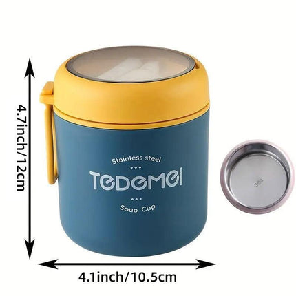 530ml Stainless Steel Insulated Lunch Box Portable Food Storage Mug Soup Meals - Green.