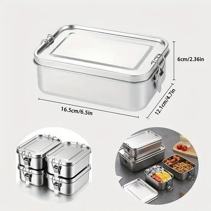 850ml Stainless Steel Square Bento Box Durable Leakproof Food Storage Container.