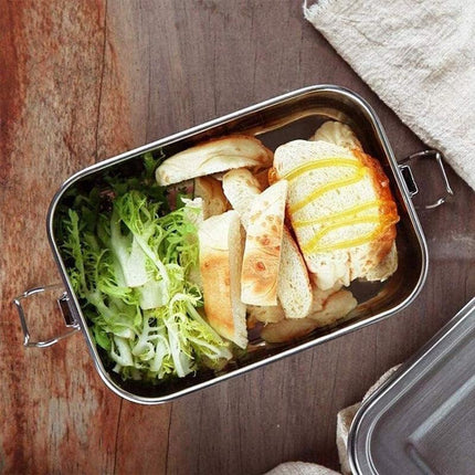 850ml Stainless Steel Square Bento Box Durable Leakproof Food Storage Container.