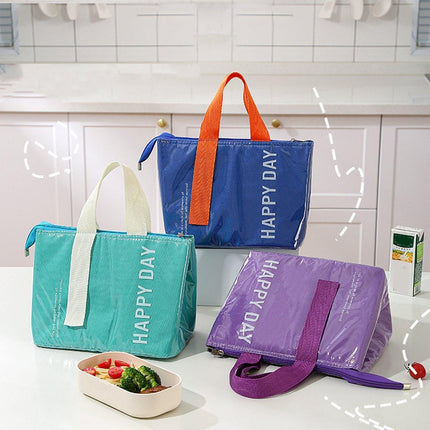 Large Capacity Lunch Bag Outdoor Picnic Aluminum Foil Portable Thermal Bag - Grey.