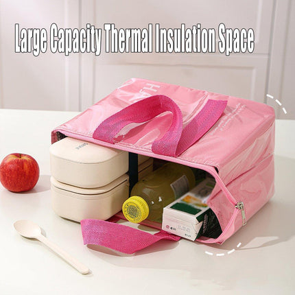 Large Capacity Lunch Bag Outdoor Picnic Aluminum Foil Portable Thermal Bag - Navy.