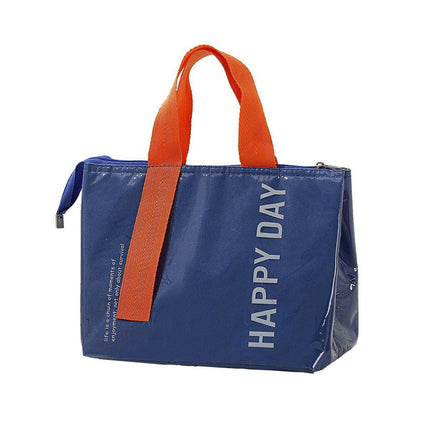 Large Capacity Lunch Bag Outdoor Picnic Aluminum Foil Portable Thermal Bag - Navy.