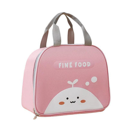 Cute Cartoon Lunch Bag Reusable Insulated School Lunch Box Cooler Tote Boy Girl - Pink.
